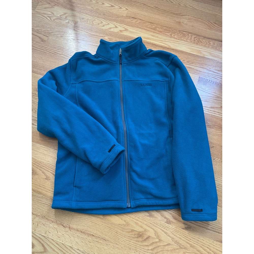 L.L.Bean Men's L Reg‎ Teal Full Zip Fleece Jacket Drawcord Hem Hiking Outdoor